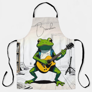 Cooler Frosch Gitarre spielen im Schlafzimmer Stud Schürze