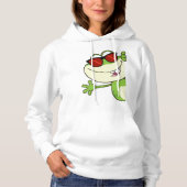 Cooler Frosch mit roter Sonnenbrille Hoodie (Vorderseite)