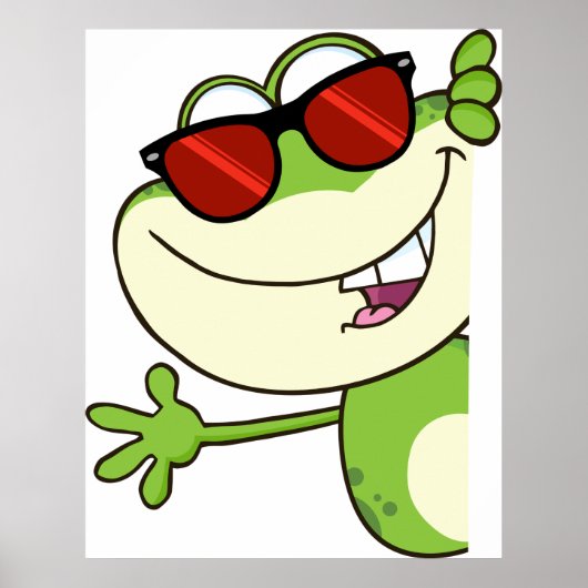 Cooler Frosch mit roter Sonnenbrille Poster (Vorne)