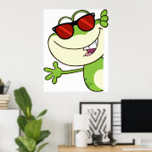 Cooler Frosch mit roter Sonnenbrille Poster (Heimbüro)