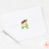 Cooler Frosch mit roter Sonnenbrille Quadratischer Aufkleber