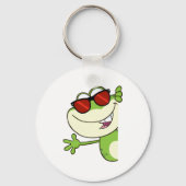 Cooler Frosch mit roter Sonnenbrille Schlüsselanhänger (Vorderseite)