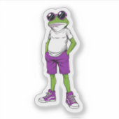 Cooler Frosch Sticker – Lustige Brillen Frosch Kin (Vorderseite)