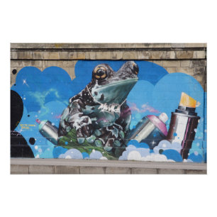 Cooler Frosch zwischen Spray Cans Graffiti Poster