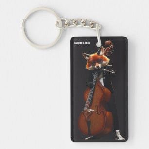 Cooler Fuchs Double Bass Spieler Solo Jazz Schlüss Schlüsselanhänger