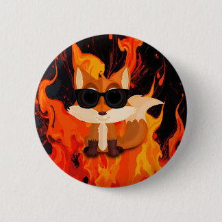 Cooler Fuchs mit Sonnenbrille Feuerfarbe Button