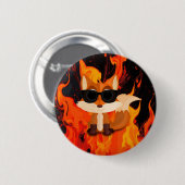 Cooler Fuchs mit Sonnenbrille Feuerfarbe Button (Vorne & Hinten)