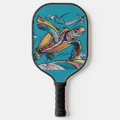 Cooler Fun Sea Turtle Beach Abstrakte Kunst Pickleball Schläger (Vorderseite)