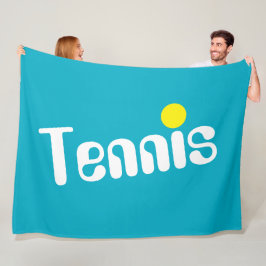 Cooler Fun weißer gelber TENNIS Text auf Azure Blu Fleecedecke