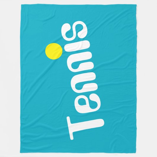 Cooler Fun weißer gelber TENNIS Text auf Azure Blu Fleecedecke (Vorderseite)