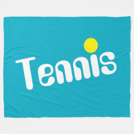 Cooler Fun weißer gelber TENNIS Text auf Azure Blu Fleecedecke