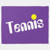 Cooler Fun White Yellow TENNIS Text auf Royal Lila Fleecedecke (Vorderseite (Horizontal))