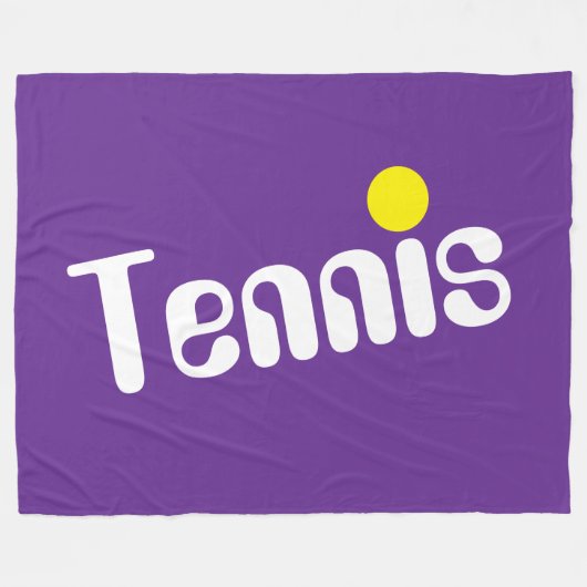 Cooler Fun White Yellow TENNIS Text auf Royal Lila Fleecedecke (Vorderseite (Horizontal))