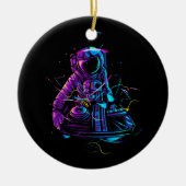 Cooler Funky Astronaut DJ Turntable im Spac Keramik Ornament (Vorne)