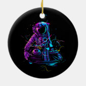 Cooler Funky Astronaut DJ Turntable im Spac Keramik Ornament (Hinten)
