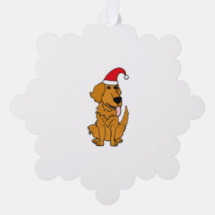 Cooler Funky Golden Retriever Dog in Weihnachtsman Ornament Karte