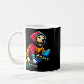 Cooler funky Hund Skateboard fahrender Hunde-Liebh Kaffeetasse (Links)