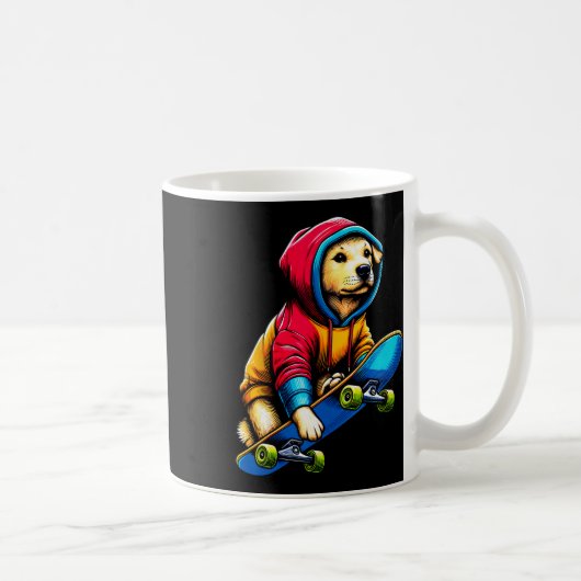 Cooler funky Hund Skateboard fahrender Hunde-Liebh Kaffeetasse (Rechts)