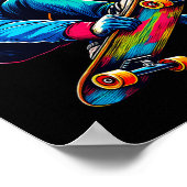 Cooler Funky Siamang-Affe Skateboard fahren Illust Poster (Ecke)
