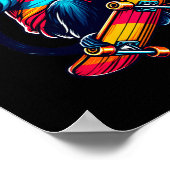 Cooler funky Tamarin-Affe Skateboard fahren Illust Poster (Ecke)