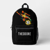 Cooler Fußballspieler Personalisierter Name Bedruckter Rucksack (Vorderseite)