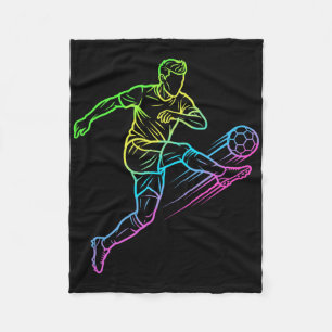 Cooler Fußballspieler Volley-Kick Farbverlauf L Fleecedecke