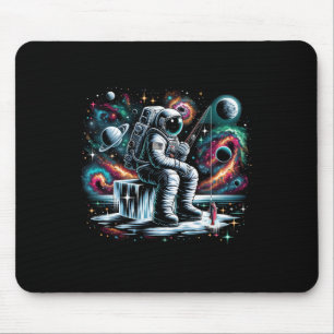 Cooler Galaxie-Eisfischer-Astronaut beim Eisangeln Mousepad