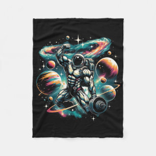 Cooler Galaxy Bodybuilder Astronaut auf der Bodybu Fleecedecke