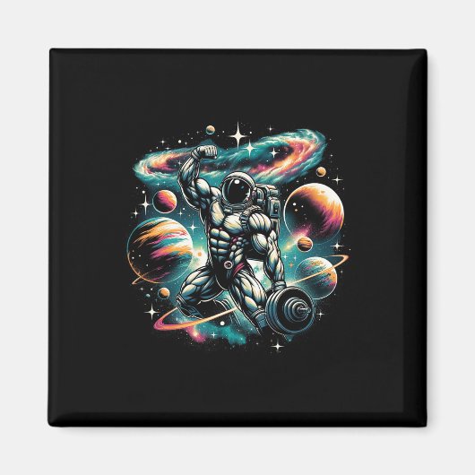 Cooler Galaxy Bodybuilder Astronaut auf der Bodybu Magnet (Vorne)
