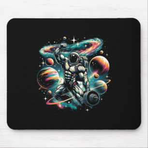 Cooler Galaxy Bodybuilder Astronaut auf der Bodybu Mousepad