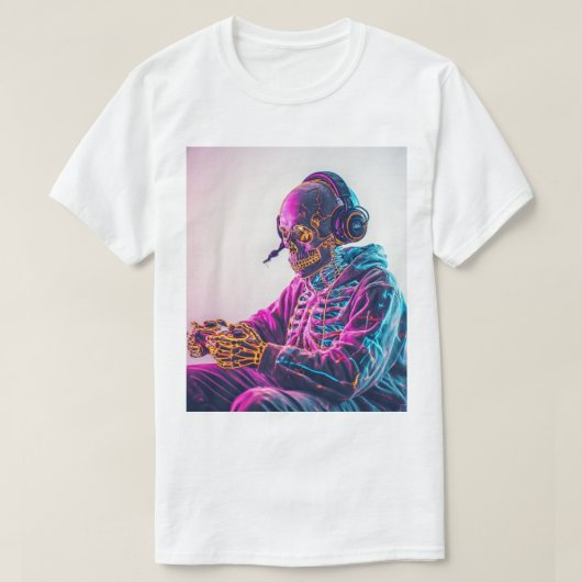 "Cooler Gamer Skeleton T - Shirt - Funny Gaming Sk (Design vorne)