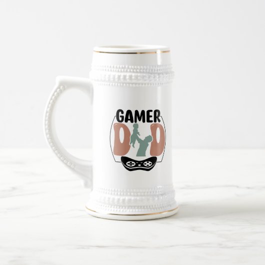 Cooler Gamer-Vater Wortkunst Bierglas (Links)