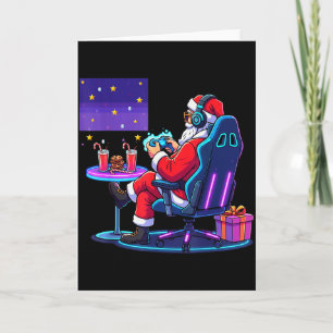 Cooler Gamer-Weihnachtsmann spielt Games-Christmas Karte