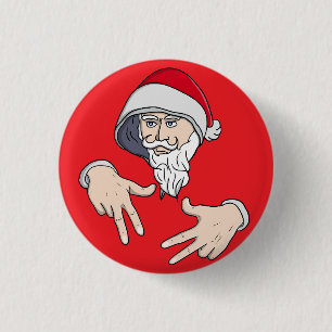 Cooler Gangsta Hip Hop Hand Rap Weihnachtsmann Button