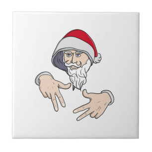 Cooler Gangsta Hip Hop Hand Rap Weihnachtsmann Fliese
