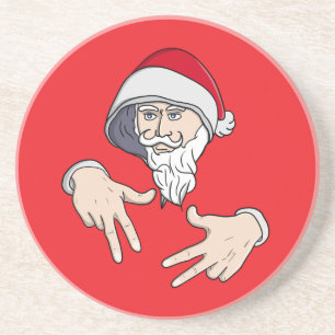 Cooler Gangsta Hip Hop Hand Rap Weihnachtsmann Getränkeuntersetzer