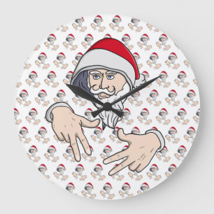 Cooler Gangsta Hip Hop Hand Rap Weihnachtsmann Große Wanduhr