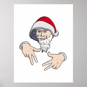 Cooler Gangsta Hip Hop Hand Rap Weihnachtsmann Poster
