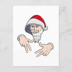 Cooler Gangsta Hip Hop Hand Rap Weihnachtsmann Postkarte