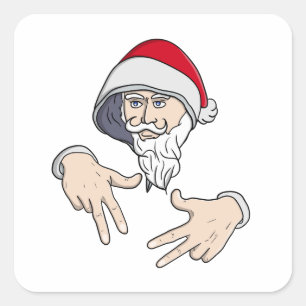 Cooler Gangsta Hip Hop Hand Rap Weihnachtsmann Quadratischer Aufkleber