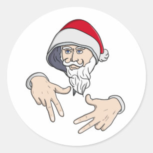 Cooler Gangsta Hip Hop Hand Rap Weihnachtsmann Runder Aufkleber