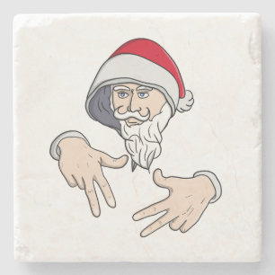 Cooler Gangsta Hip Hop Hand Rap Weihnachtsmann Steinuntersetzer