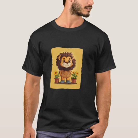 Cooler Gärtner Löwe gräbt mit Stil im Dreck T-Shirt (Vorderseite)
