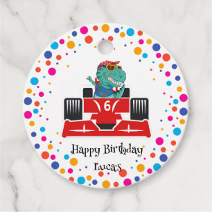 cooler Geburtstag Dinosaurier Rennfahrer Red Racin Geschenkanhänger