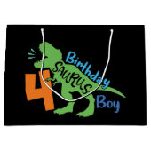 cooler Geburtstagdinosaurier 4. Großer Geschenkbeu Große Geschenktüte (Vorderseite)