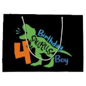 cooler Geburtstagdinosaurier 4. Großer Geschenkbeu Große Geschenktüte (Rückseite)