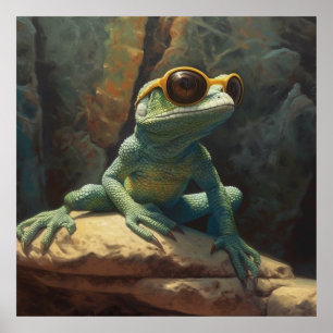 cooler Gecko mit Sonnenbrille Poster