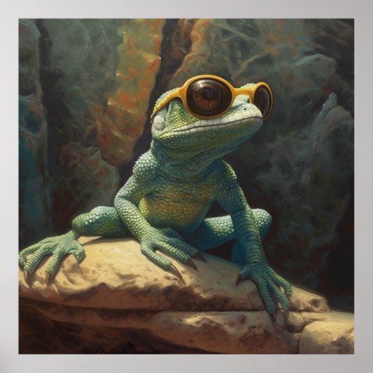cooler Gecko mit Sonnenbrille Poster (Vorne)