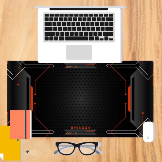 Cooler geometrischer Hintergrund für Schwarz und O Schreibtischunterlage