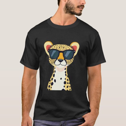 Cooler Gepard mit Sonnenbrille-Design T-Shirt (Vorderseite)